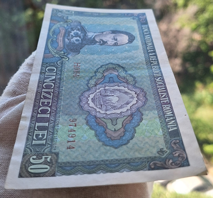 Romania 50 lei 1966, seria H.0054/974914, aproape necirculata [5]