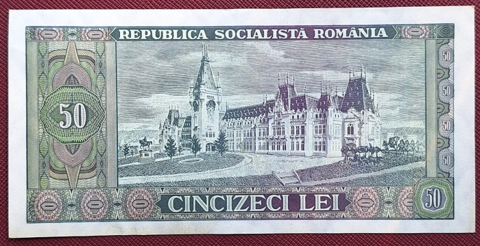 Romania 50 lei 1966, seria H.0054/974914, aproape necirculata [2]