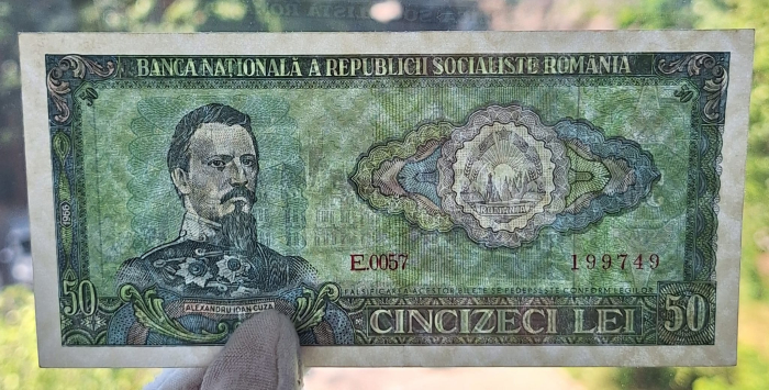 Romania 50 lei 1966, seria E.0057/199749, aproape necirculata [3]