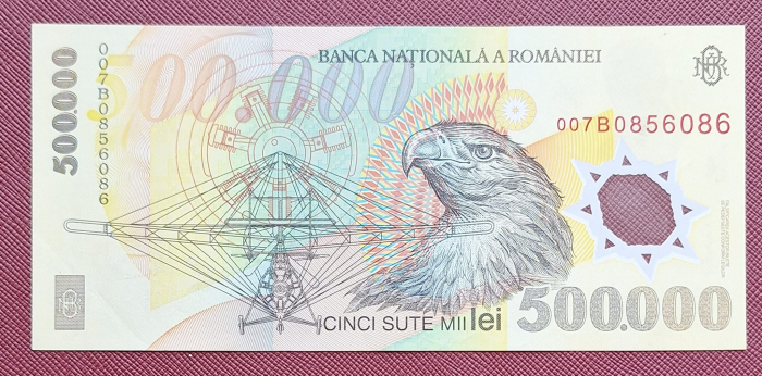 Romania, 500,000 lei 2000 polimer, semnatura Ghizari, seria 007B0856086, stare buna [2]