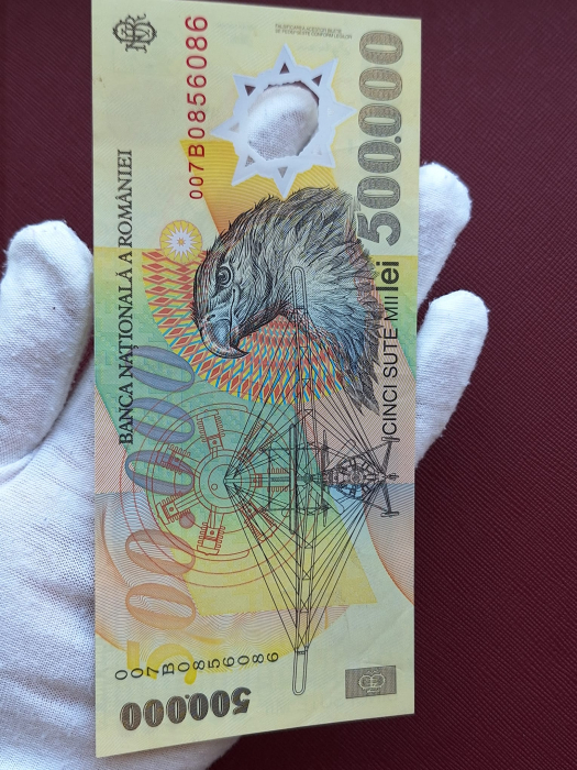Romania, 500,000 lei 2000 polimer, semnatura Ghizari, seria 007B0856086, stare buna [7]