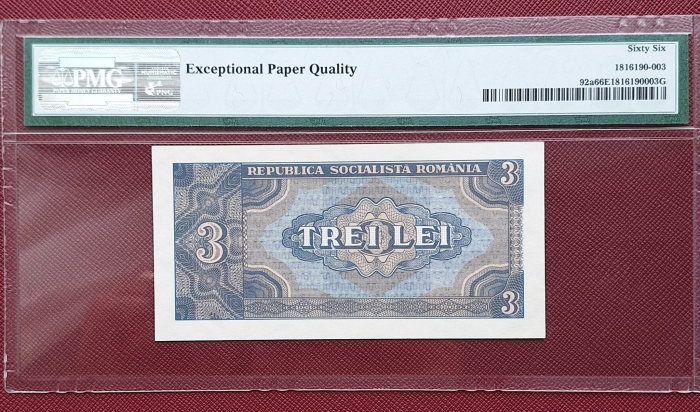 Romania, 3 Lei 1966, PMG 66 EPQ [2]