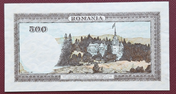 Romania 500 lei 1940, seria C/5 0269378, aproape necirculata [2]