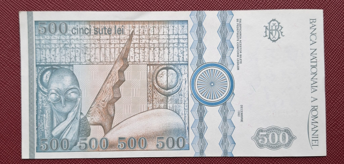 Romania, 500 lei 1992 seria C.0003/162236, filigran fata, UNC- [2]