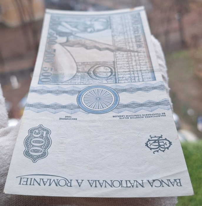 Romania, 500 lei 1992 seria C.0010/242257, filigran fata, Aunc [4]