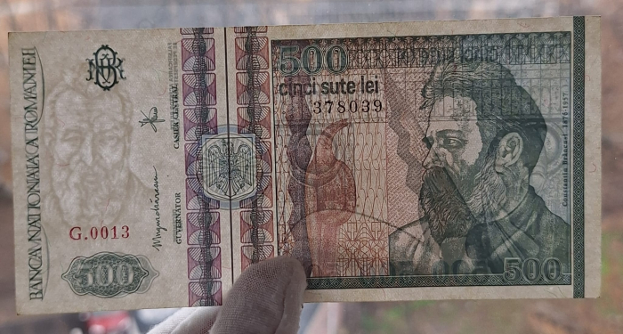 Romania, 500 lei 1992 seria G.0013/378039, filigran fata, Aunc [3]