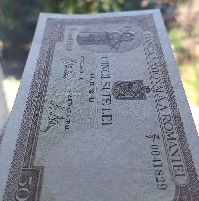 Romania 500 lei aprilie 1941, seria Z/7 0041829, circulata [5]