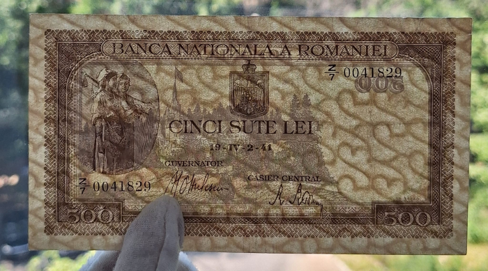 Romania 500 lei aprilie 1941, seria Z/7 0041829, circulata [3]