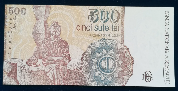 Romania, 500 Lei Aprilie 1991, Constantin Brancusi, necirculata [6]