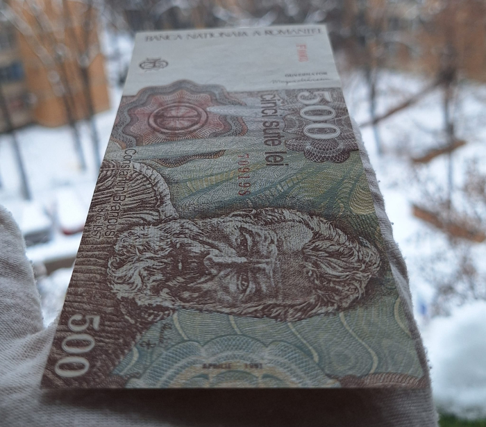 Romania, 500 Lei Aprilie 1991, seria F.0003/709198, Aunc [4]