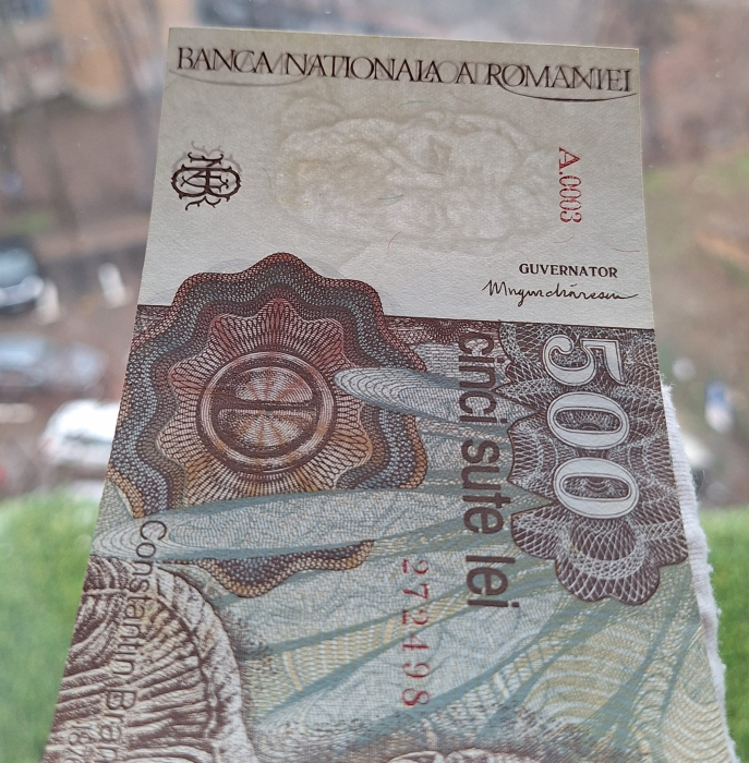 Romania, 500 Lei Ianuarie 1991, seria A.0003/272498, Aunc [4]