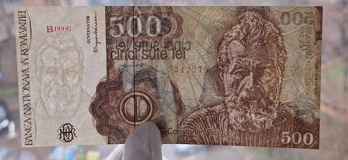 Romania, 500 Lei Ianuarie 1991, seria B.0006/242275, Aunc [3]