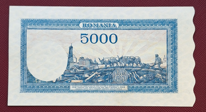 Romania, 5000 lei 22 Decembrie 1945, seria G/9 0204684, necirculata [2]