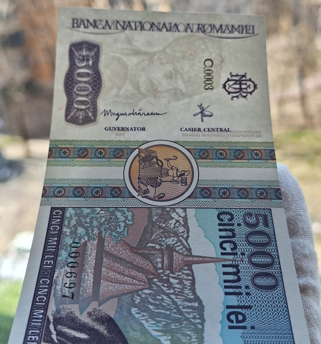 Romania, 5000 lei 1992, Avram Iancu, seria C.0003/000697, UNC [6]