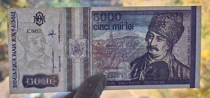 Romania, 5000 lei 1993, Avram Iancu, seria E.0012/363063, circulata [3]