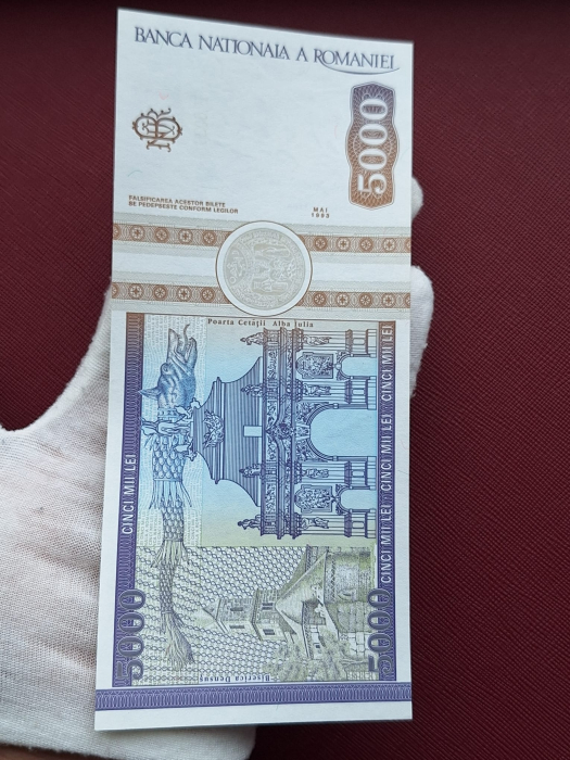 Romania, 5000 lei 1993, seria F.0026/860008, necirculata [8]
