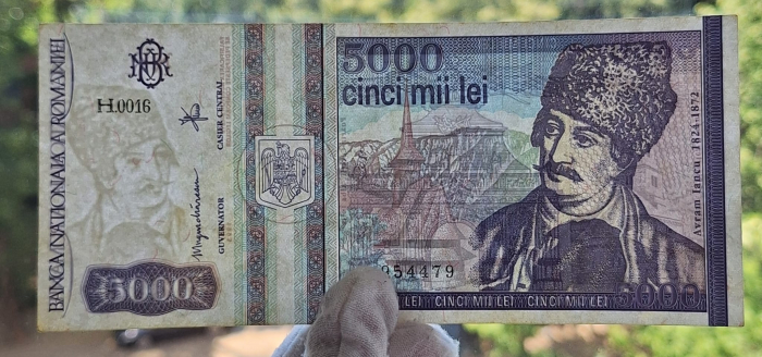 Romania, 5000 lei 1993, seria H.0016/954479, aproape necirculata [3]
