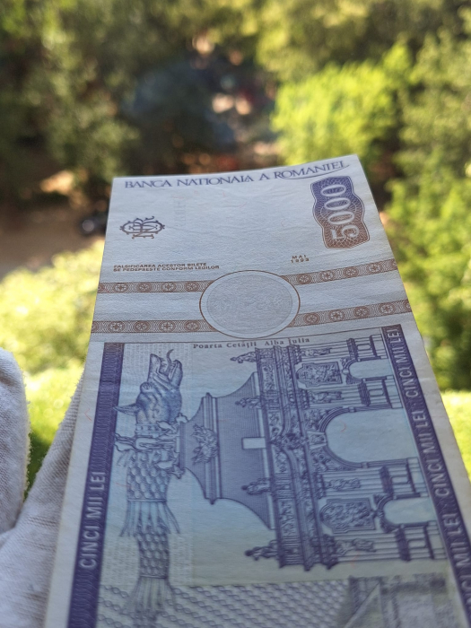 Romania, 5000 lei 1993, seria H.0016/954479, aproape necirculata [5]