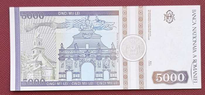 Romania, 5000 lei 1993, seria E.0026/580719, necirculata [2]