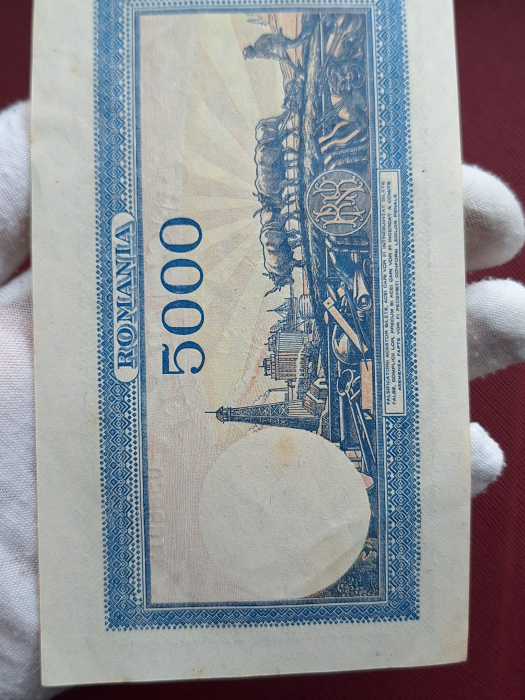 Romania, 5000 lei 21 August 1945, seria I/6 0388917, stare buna [8]