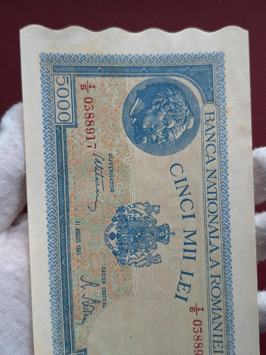 Romania, 5000 lei 21 August 1945, seria I/6 0388917, stare buna [5]