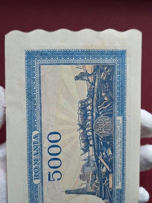 Romania, 5000 lei 21 August 1945, seria I/6 0388917, stare buna [7]