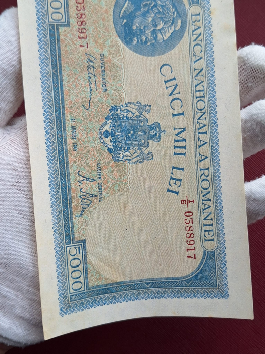 Romania, 5000 lei 21 August 1945, seria I/6 0388917, stare buna [6]