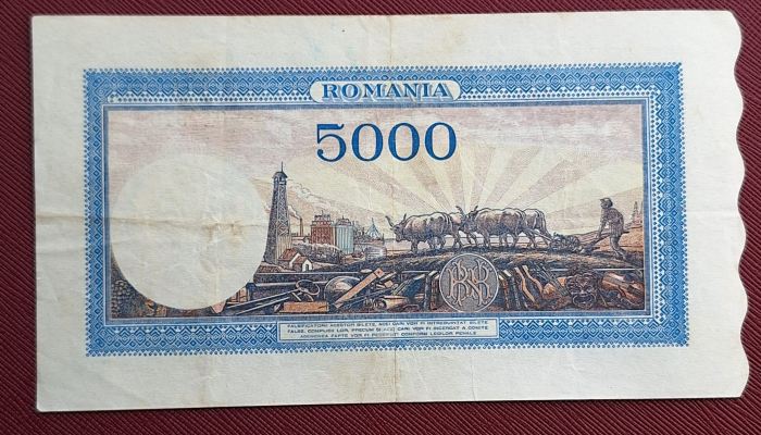 Romania, 5000 lei 28 Septembrie 1943, seria I/1 0179799, stare buna [2]
