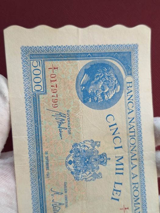 Romania, 5000 lei 28 Septembrie 1943, seria I/1 0179799, stare buna [5]