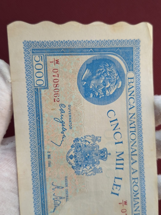 Romania, 5000 lei 2 Mai 1944, seria W/1 0708062, stare buna [5]