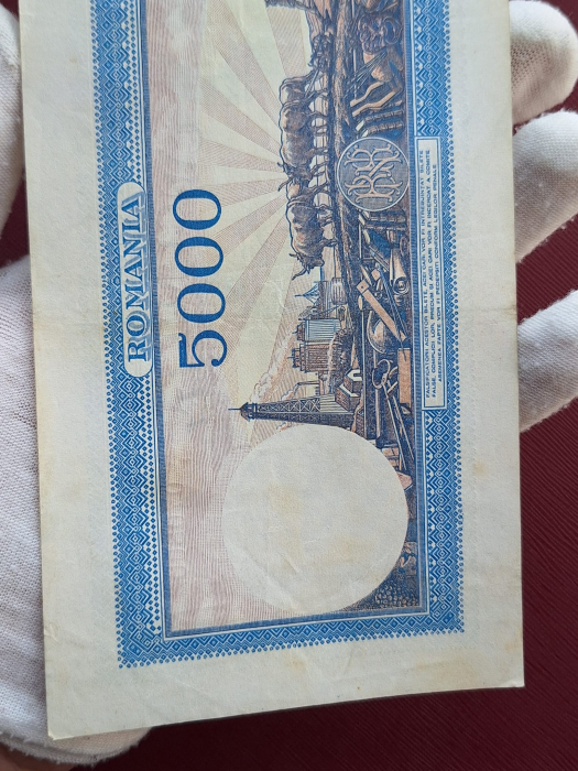 Romania, 5000 lei 2 Mai 1944, seria W/1 0708062, stare buna [8]