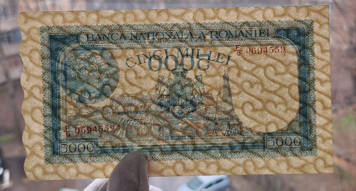 Romania, 5000 lei Decembrie 1945, seria F/9 0694559, Aunc [3]