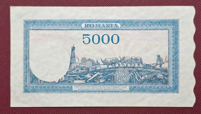 Romania, 5000 lei Decembrie 1945, seria F/9 0694562, Aunc [2]