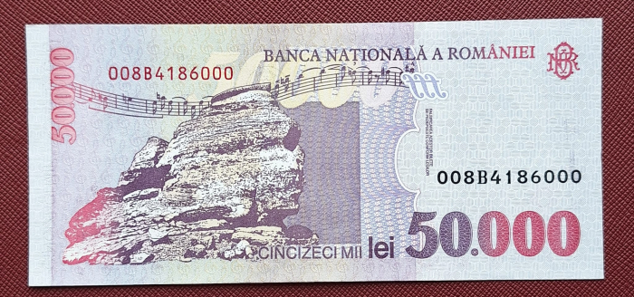 Romania, 50000 lei 1996, seria 008B4186000, aproape necirculata [2]
