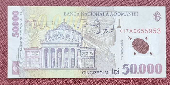Romania, 50000 lei 2001 George Enescu, seria 017A0655953, circulata [2]