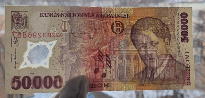Romania, 50000 lei 2001 George Enescu, seria 022B3296867, circulata [3]