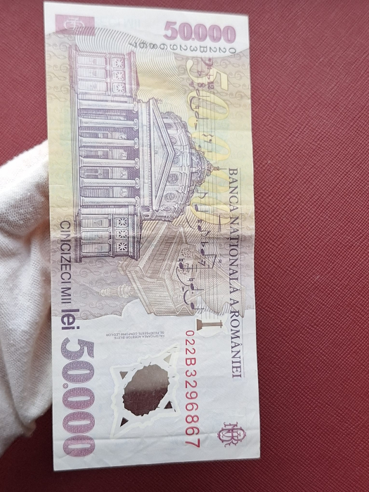 Romania, 50000 lei 2001 George Enescu, seria 022B3296867, circulata [7]