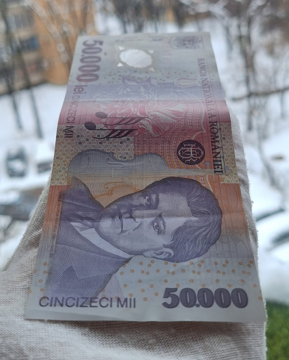 Romania, 50000 lei 2001 George Enescu, seria 023C2574311, stare buna [5]