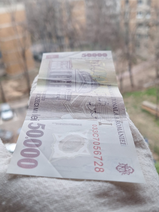 Romania, 50000 lei 2001 George Enescu, seria 033C7056728, stare buna [5]