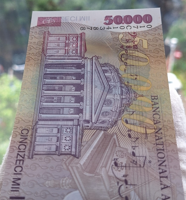 Romania, 50000 lei 2001 George Enescu, seria 017C0143878, UNC [5]