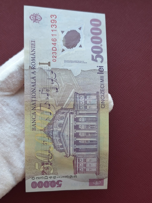 Romania, 50000 lei 2001 George Enescu, seria 023D4611393, circulata [5]