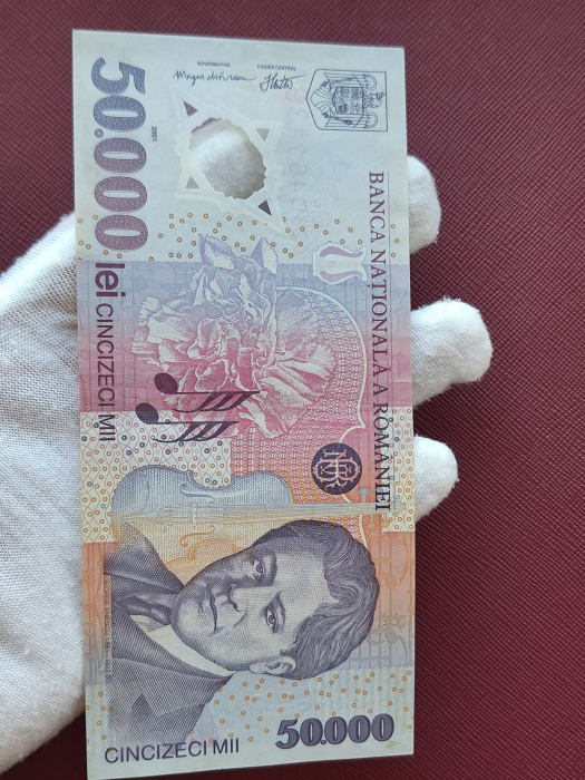 Romania, 50000 lei 2001 George Enescu, seria 023D4611393, circulata [4]