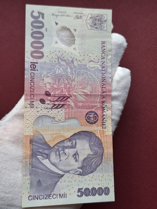 Romania, 50000 lei 2001 George Enescu, seria 025A5947943, circulata [6]
