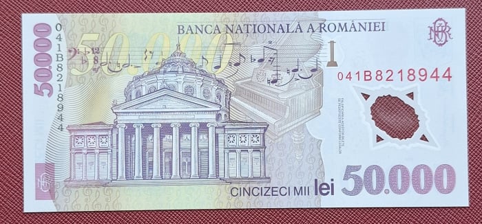 Romania, 50000 lei 2001 George Enescu, seria 041B8218944, UNC [2]