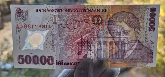 Romania, 50000 lei 2001 George Enescu, seria 041B8218944, UNC [3]