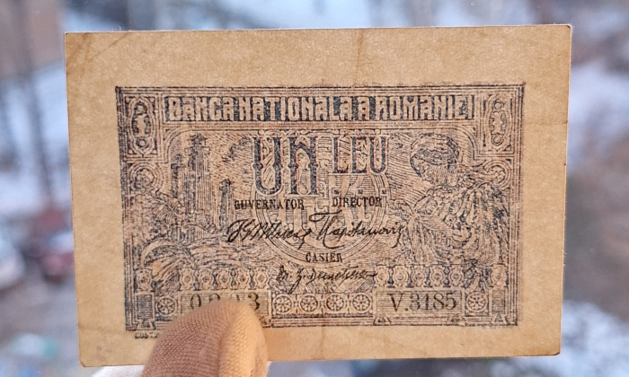 Romania, bancnota 1 leu 1915 , seria V.3185/0203, circulata [3]