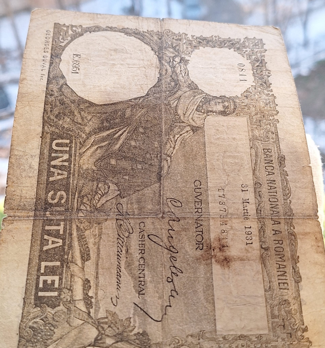 Romania bancnota 100 lei, 31 Martie 1931, circulata [6]