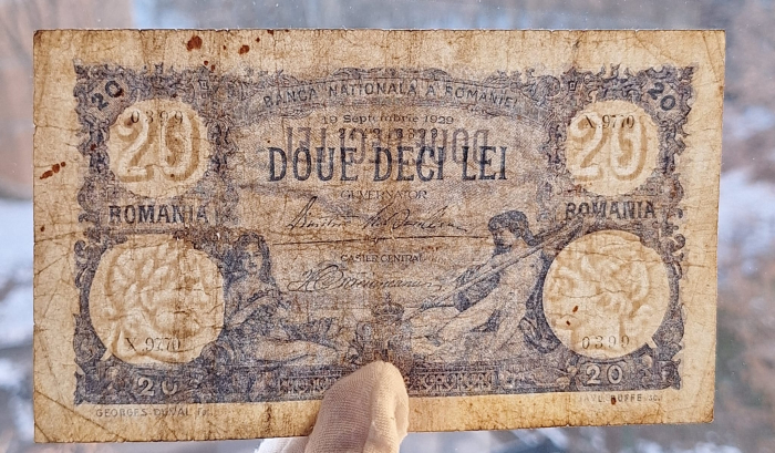 Romania bancnota 20 lei, 19 Septembrie 1929, circulata [3]