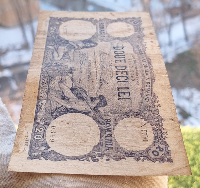 Romania bancnota 20 lei, 19 Septembrie 1929, circulata [7]