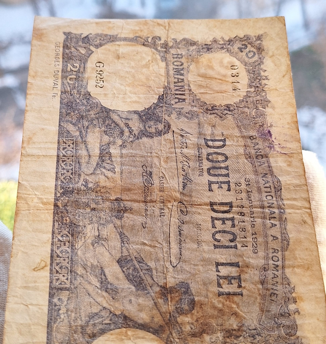 Romania bancnota 20 lei, 31 Ianuarie 1929, circulata [6]